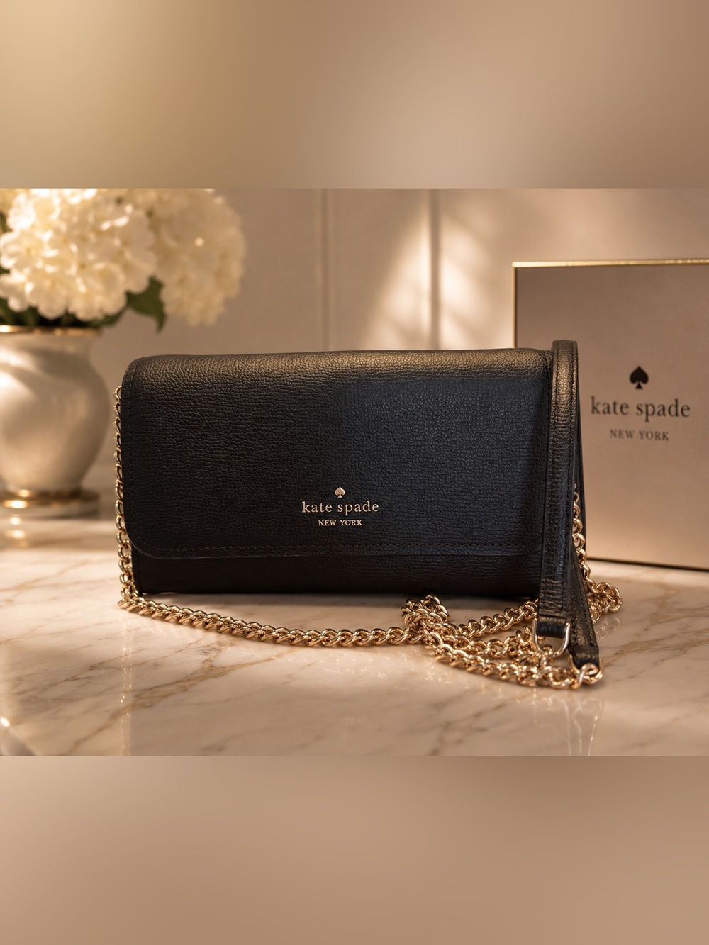 kate spade Black Leather Chain Crossbody